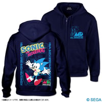 【限定】SONIC x MEGA DRIVE ジップアップパーカー 黒/紺