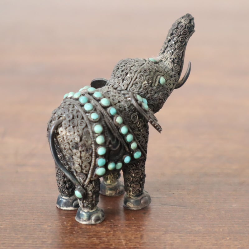 シルバー細工 象のヴィンテージ オブジェ / ie22_387 | 古道具