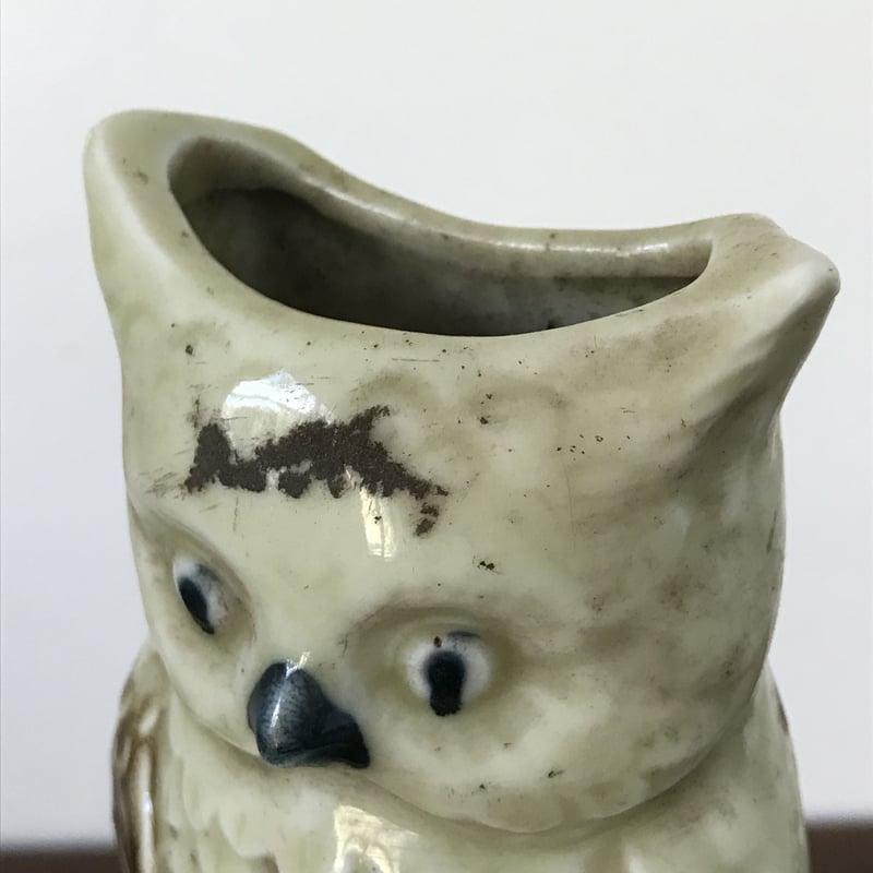 レトロな陶器製 ミミズクの壁掛け / ie22_142 | 古道具 イエノコモノ