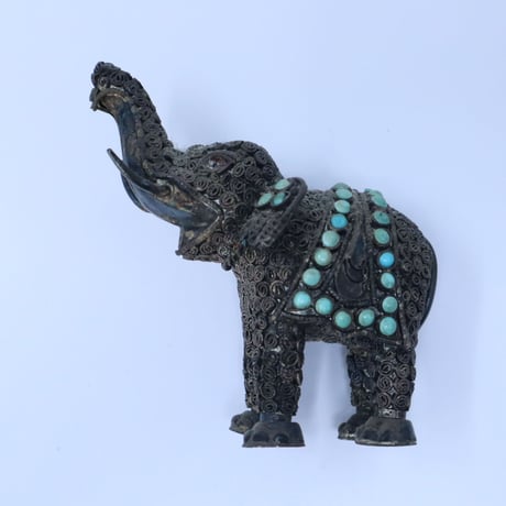 シルバー細工 象のヴィンテージ オブジェ / ie22_387