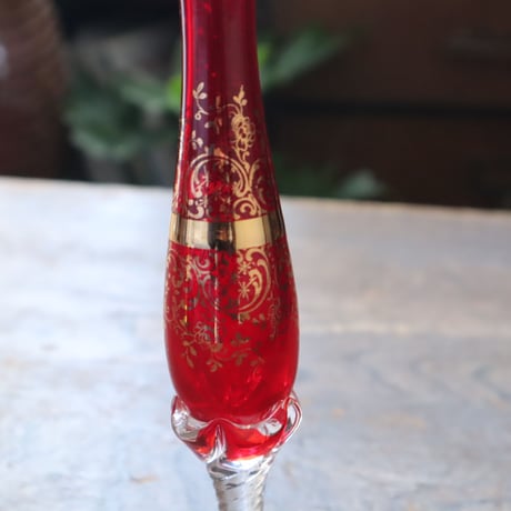 金彩色グラス 花瓶 一輪挿し / ie22_386