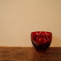 赤い切子の冷酒グラス / ie22_275