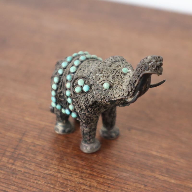 シルバー細工 象のヴィンテージ オブジェ / ie22_387 | 古道具