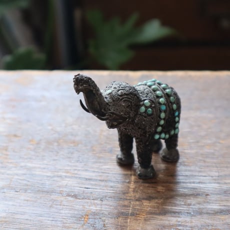 シルバー細工 象のヴィンテージ オブジェ / ie22_387