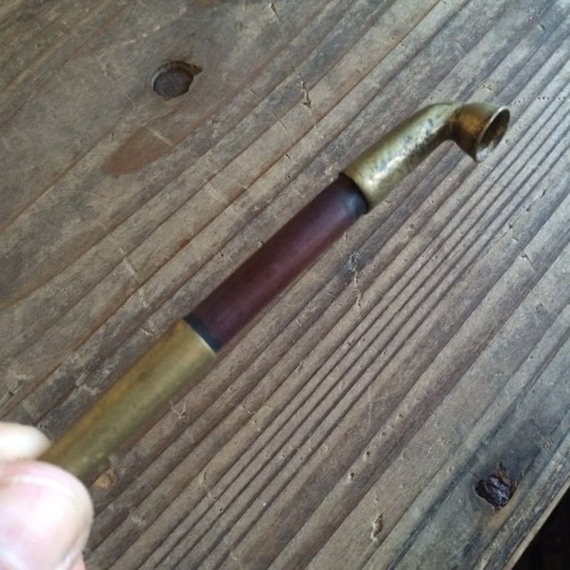 【現状品】金属製　キセル　ビンテージ　アンティーク　約33cm 西洋陶器キセル 煙管 時代物 古道具 喫煙具 (旧家蔵出し