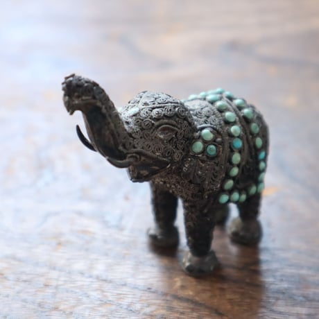 シルバー細工 象のヴィンテージ オブジェ / ie22_387