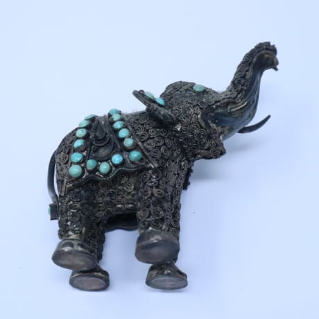 シルバー細工 象のヴィンテージ オブジェ / ie22_387