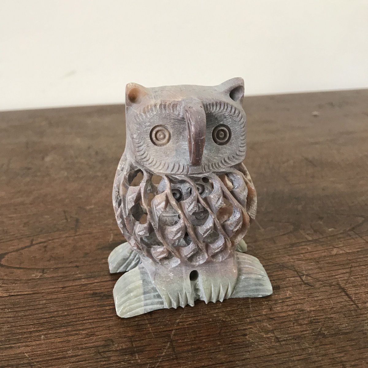 石の彫刻 ミミズクの親子 | 古道具 イエノコモノ