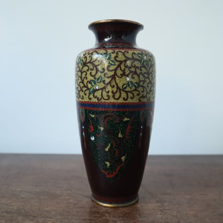 古い 七宝 花瓶 帝国競馬協会 記念品 / ie22_319