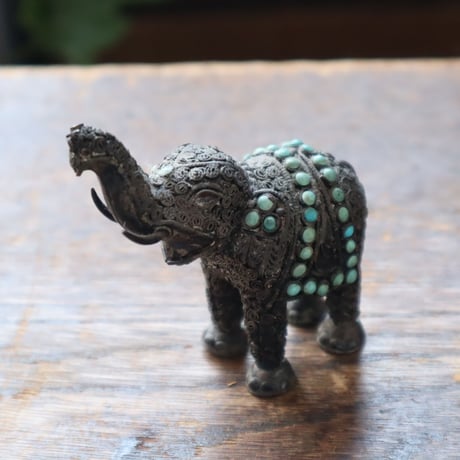 シルバー細工 象のヴィンテージ オブジェ / ie22_387