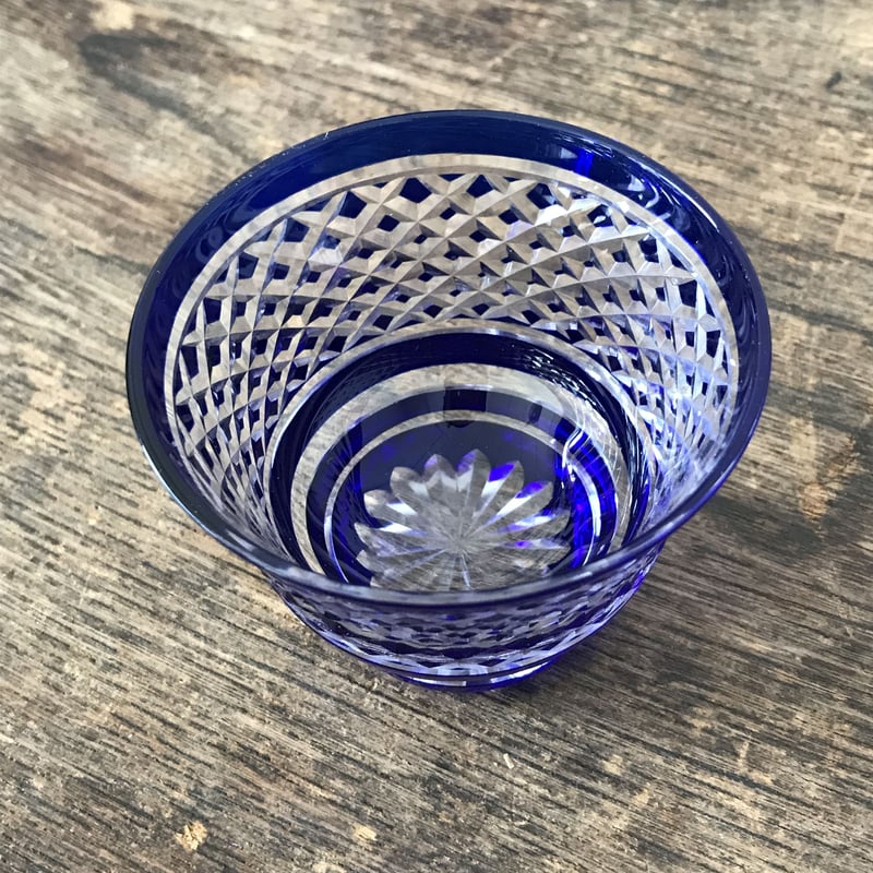 瑠璃色 江戸切子の酒器セット | 古道具 イエノコモノ