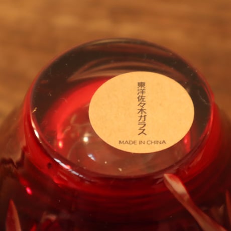 赤い切子の冷酒グラス / ie22_275