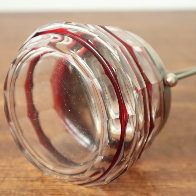 レトロガラス シュガーポット 赤被切子 | 古道具 イエノコモノ