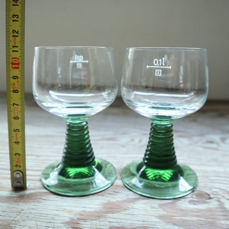 レーマーグラス 0.1L 2客 緑色ガラス ドイツ製 / ie22_231