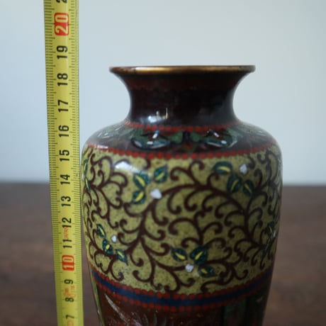 古い 七宝 花瓶 帝国競馬協会 記念品 / ie22_319