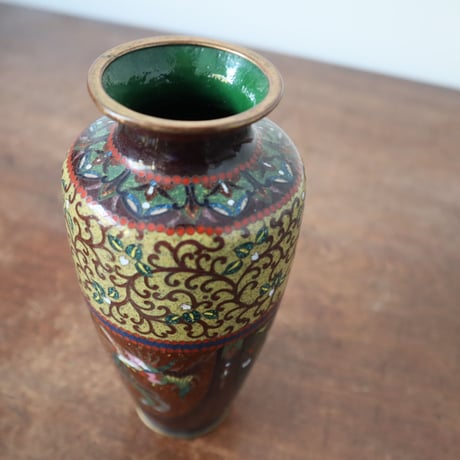 古い 七宝 花瓶 帝国競馬協会 記念品 / ie22_319
