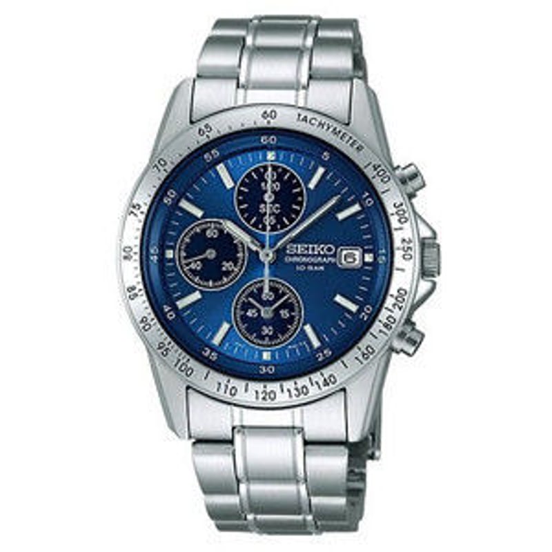 し*ん様 セイコー クロノグラフ 未使用 純正ブレス有り　SBTQ071 Seiko SBTQ071 Selection Chronograph Quartz Silver Blue From