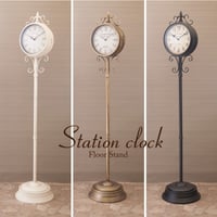 【両面時計】ステーションクロック［フロアスタンド］Matt Black