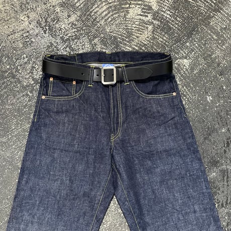 【 LONG SET ORIGINAL 】LSD-142 MIRAGE LEATHER GARRISON BELT ( BLACK × SILVER )