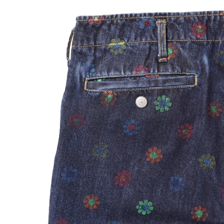 【 IMPRESTORE 】Barnes.FW - Flower Pattern Denim Frisco Flared Pants ( VINTAGE WASH )