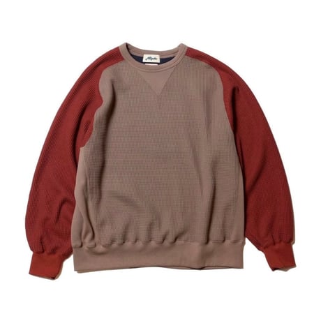 【 IMPRESTORE × Nasngwam 】Joe - GOKU Warm Fleece F.Crew ( BEIGE × RENGA )