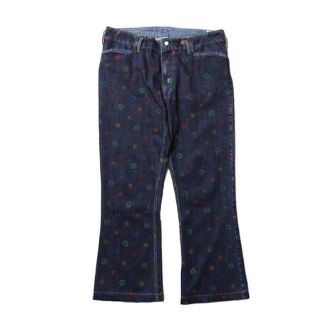 【 IMPRESTORE 】Barnes.FW - Flower Pattern Denim Frisco Flared Pants ( VINTAGE WASH )