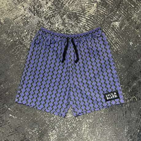 【 LIFE’S A BEACH 】“CROSS” SHORTS ( BLACK × PURPLE )