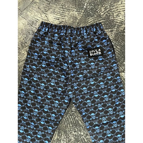 【 LIFE’S A BEACH 】“SKULLS” PANTS ( BLACK × BLUE )