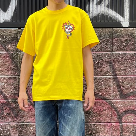 【 LONG SET × SCUMBOY 】LSD-130 "SKULL & SNAKE" S/S T-SHIRT ( YELLOW )