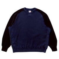 【 IMPRESTORE 】Sully - Faded Vintage Dye Thermal Long Tee ( BLACK × NAVY )