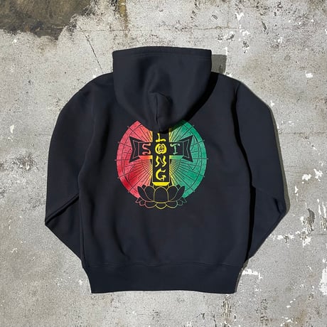 【 LONG SET ORIGINAL 】LSD-090 "DOG TOWN" ZIP-UP HOODIE ( BLACK )