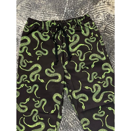 【 LIFE’S A BEACH 】“SNAKE” PANTS ( BLACK × GREEN )