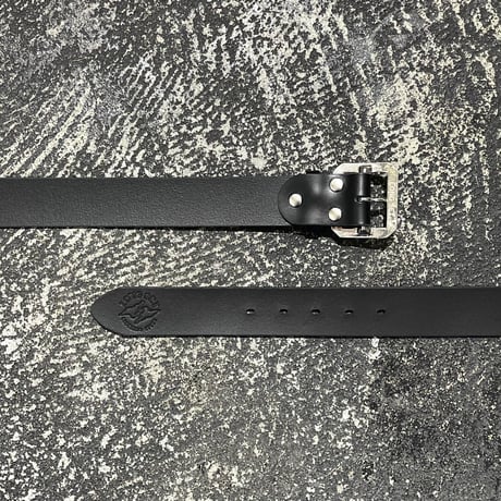 【 LONG SET ORIGINAL 】LSD-142 MIRAGE LEATHER GARRISON BELT ( BLACK × SILVER )