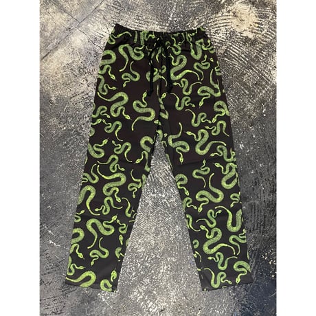 【 LIFE’S A BEACH 】“SNAKE” PANTS ( BLACK × GREEN )