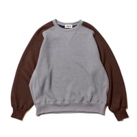 【 IMPRESTORE × Nasngwam 】Joe - GOKU Warm Fleece F.Crew ( GRAY × BROWN )