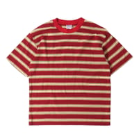 【 WALLA WALLA SPORT 】STRIPE S/S TEE ( BURGUNDY × MUSTARD )
