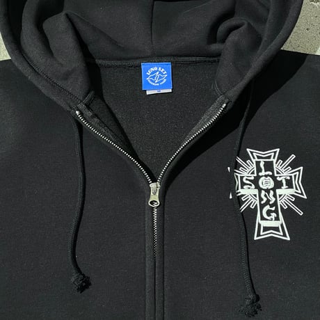 【 LONG SET ORIGINAL 】LSD-090 "DOG TOWN" ZIP-UP HOODIE ( BLACK )