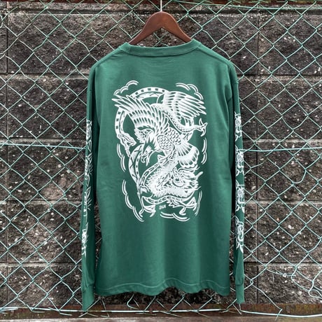 【 HOT SHOT TATTOO PARLOR × LONG SET 】”BATTLE ROYALE” L/S T-SHIRT ( GREEN / 当店限定カラー )