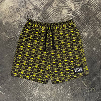【 LIFE’S A BEACH 】“SKULLS” SHORTS ( BLACK × YELLOW )