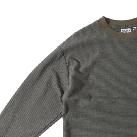 【 WALLA WALLA SPORT 】U.S. MADE JACQUARD STRIPE POCKET TEE ( OLIVE )