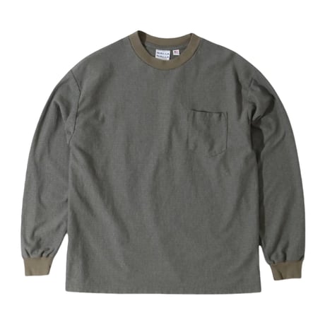 【 WALLA WALLA SPORT 】U.S. MADE JACQUARD STRIPE POCKET TEE ( OLIVE )