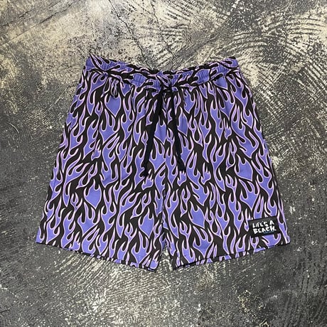 【 LIFE’S A BEACH 】“FLAME” SHORTS ( BLACK × PURPLE )