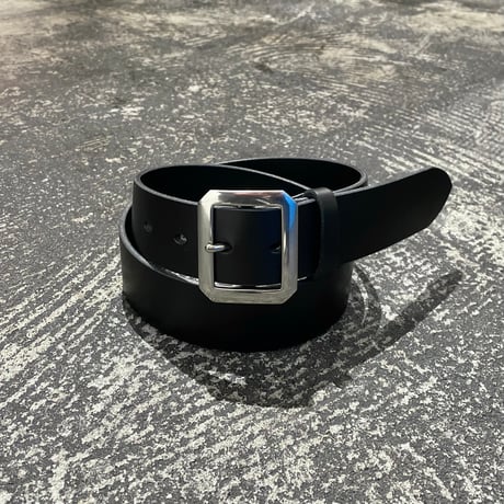 【 LONG SET ORIGINAL 】LSD-142 MIRAGE LEATHER GARRISON BELT ( BLACK × SILVER )