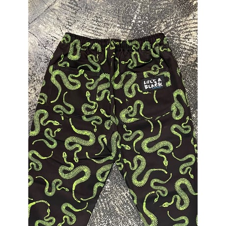 【 LIFE’S A BEACH 】“SNAKE” PANTS ( BLACK × GREEN )