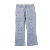 【 IMPRESTORE 】Barnes.FW - Flower Pattern Denim Frisco Flared Pants ( SMOKE BLUE )