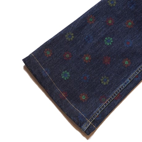 【 IMPRESTORE 】Barnes.FW - Flower Pattern Denim Frisco Flared Pants ( VINTAGE WASH )