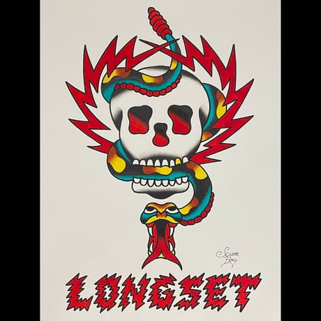 【 LONG SET × SCUMBOY 】LSD-130 "SKULL & SNAKE" S/S T-SHIRT ( WHITE )