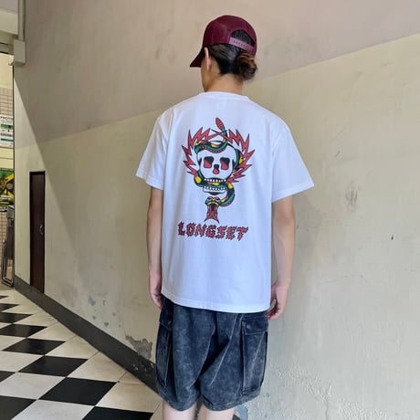 【 LONG SET × SCUMBOY 】LSD-130 "SKULL & SNAKE" S/S T-SHIRT ( WHITE )