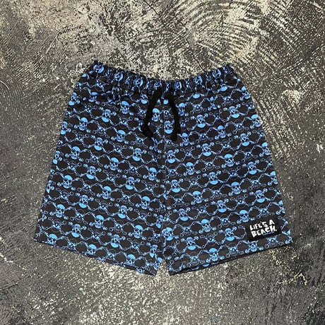【 LIFE’S A BEACH 】“SKULLS” SHORTS ( BLACK × BLUE )