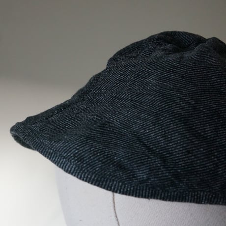 (STOCK)WORK CAP １ST Black LINEN TWEED